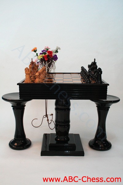 Wood Outdoor Table on Outdoor Wood Chess Table   Dark Color Version From Abc Chess Com   5