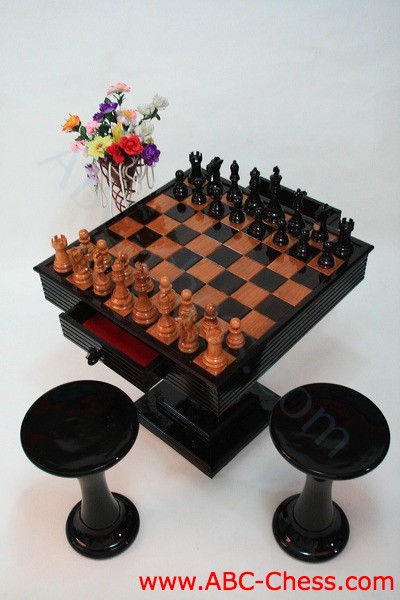 Wood Outdoor Table on Outdoor Wood Chess Table   Dark Color Version From Abc Chess Com   11