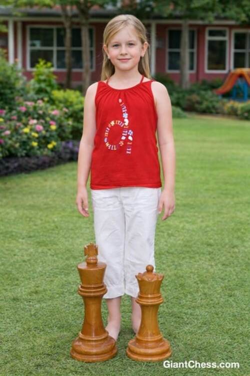 Giant teak chess set photo
