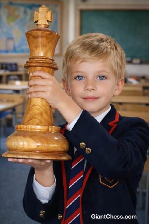 Giant teak chess set photo