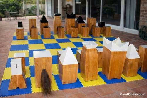 Custom Pieces giant teak chess photo