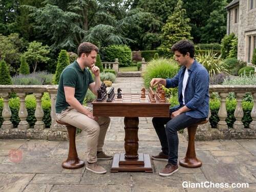 Chess Tables giant teak chess photo